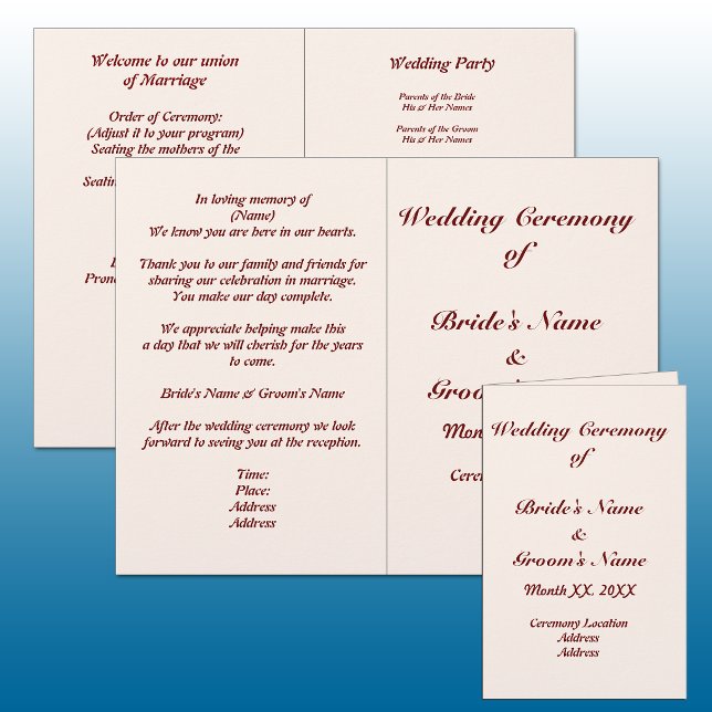 Programa de Boda Personalizado para Novia y Novio  (Personalized Bride and Groom Wedding Program Flyer)