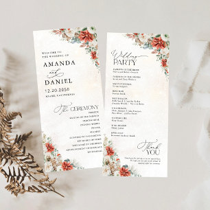 Programa de Boda Pinecone de Winter Red Greenery