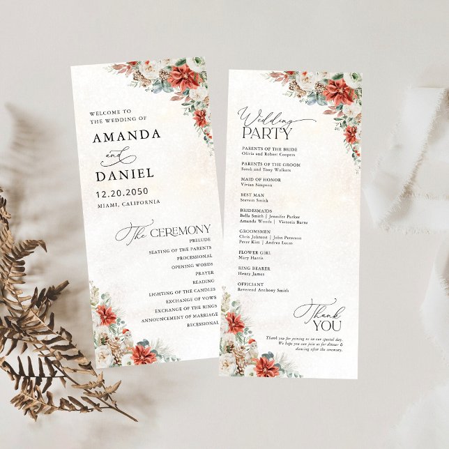 Programa de Boda Pinecone de Winter Red Greenery (Subido por el creador)