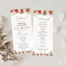 Programa de Boda Pinecone de Winter Red Greenery