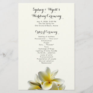 Programa de Boda Plana de Flores de Plumeria Amari