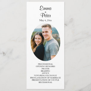 Programa de boda plano de imagen oval minimalista
