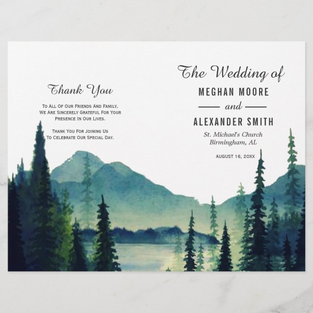 Programa de Boda Plegable de Campamento de Boda (Anverso)