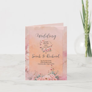 Programa de Boda plegable rosa Rubor de Fairytale