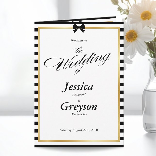Programa de Boda Plegado con Franja Negra Blanca y (Subido por el creador)