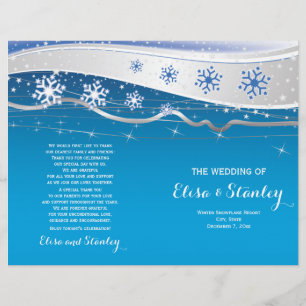 Programa de boda plegado de copos de nieve turques