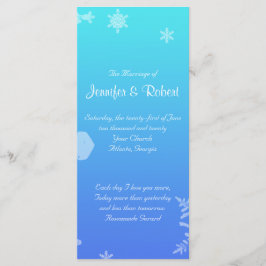 Programa de Boda Postal con Copo de Nieve Azul y V
