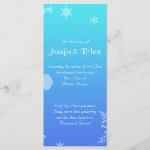 Programa de Boda Postal con Copo de Nieve Azul y V