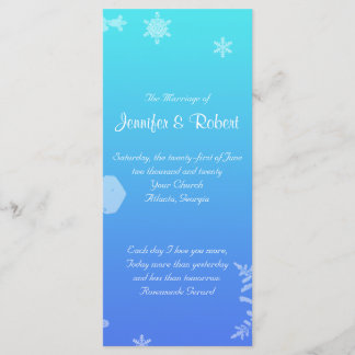 Programa de Boda Postal con Copo de Nieve Azul y V