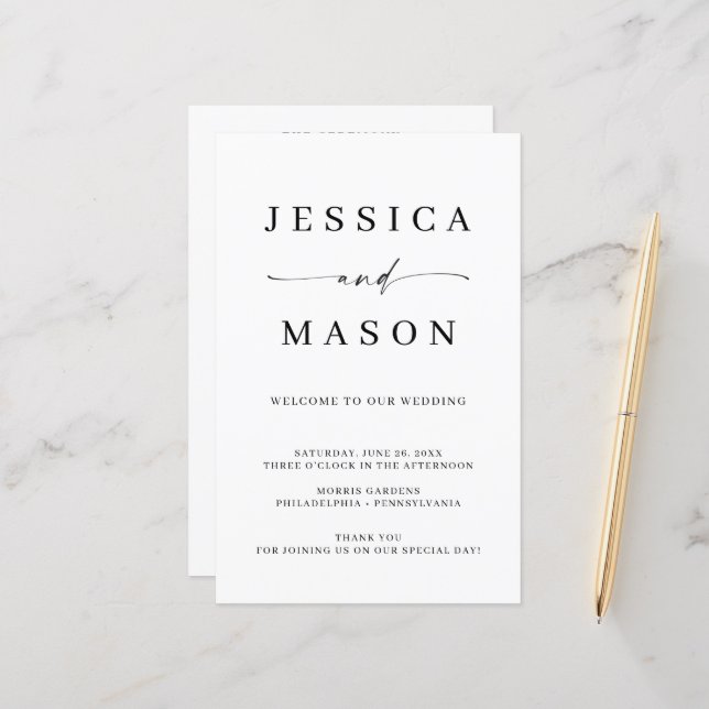 Programa de Boda Presupuestaria de Elegancia Clási (Anverso/Reverso In Situ)