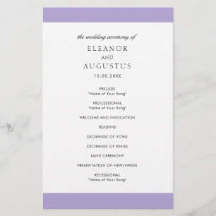 Programa de Boda Presupuestaria Púrpura de Lavanda