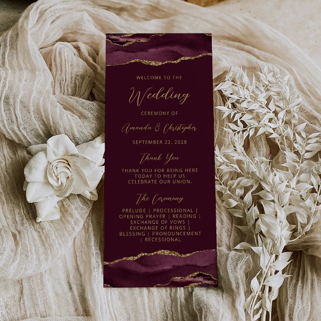 Programa de Boda Presupuesto Ágata Borgoña Dorado (Subido por el creador)