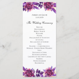 Programa de boda púrpura. Ceremonia de flores de a