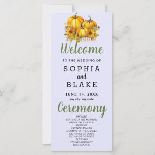 Programa de Boda Púrpura de Calabazas y girasoles