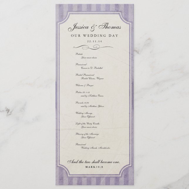 Programa de Boda Púrpura Personalizado de Encanto  (Anverso)