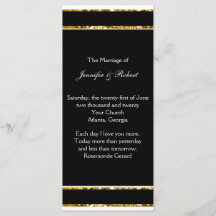 Programa de Boda Purpurina de Blanco y Oro Negro