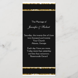 Programa de Boda Purpurina de Blanco y Oro Negro