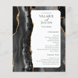 Programa de Boda Purpurina de Oro de Agate Negro P