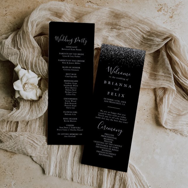 Programa de Boda Purpurina Plateado (Subido por el creador)