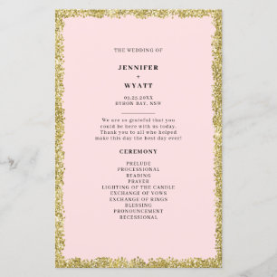 Programa de Boda Purpurina Rosa y Oro
