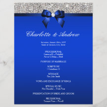 Programa de Boda Real Blue Bow Silver Sequins