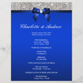 Programa de Boda Real Blue Bow Silver Sequins