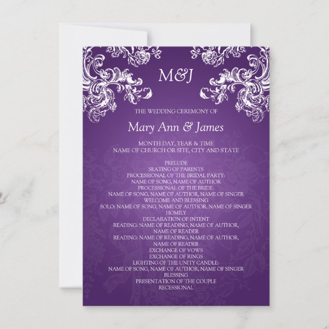 Programa de Boda Remolinos Antiguos 2 Morado (Anverso)