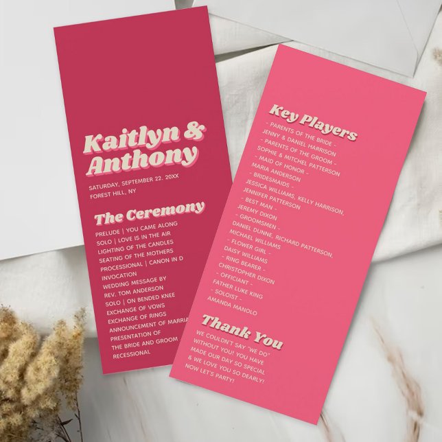 Programa de Boda Retro Groovy Viva Magenta de los  (Subido por el creador)