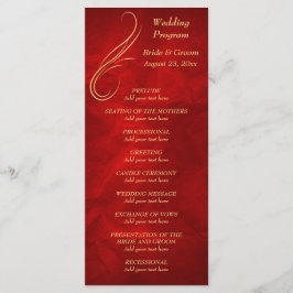 Programa de Boda Roja Brillante Gold Swirl