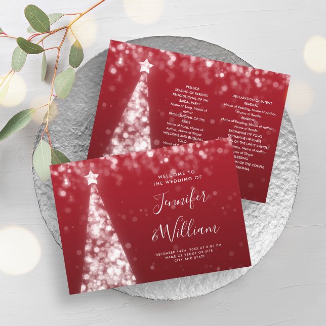 Programa de Boda Roja de Plata de Árbol de Navidad (Festive Xmas Tree Silver Red Wedding Program)