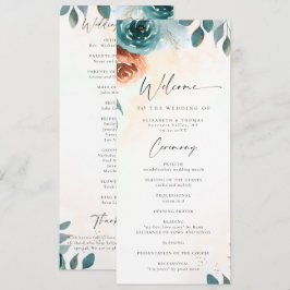 Programa de Boda Romántico de Otoño en Turquesa y