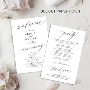 Programa de boda romántico en blanco y negro con p