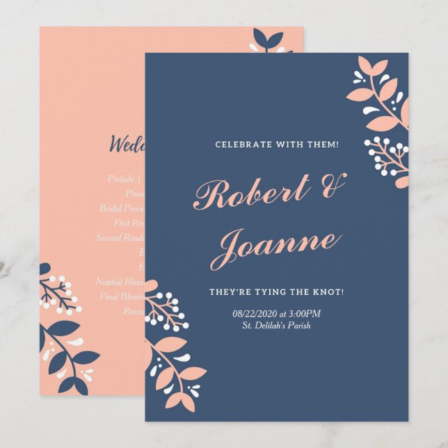 Programa de Boda Rosa Azul (Anverso / Reverso)