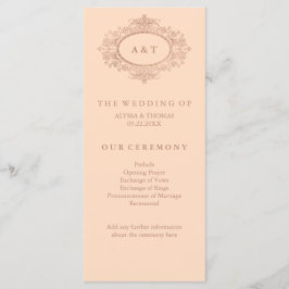 Programa de Boda Rosa Clásico con Dorado Rosa Fals