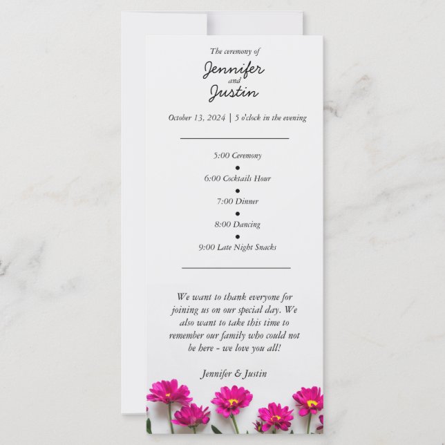Programa de Boda Rosa Daisey (Anverso)