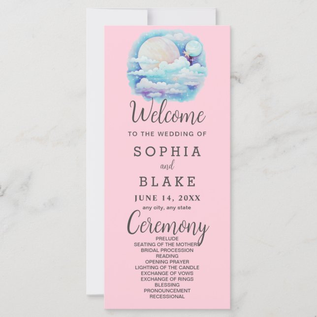 Programa de Boda Rosa de Estrellas Celestes de Lun (Anverso)