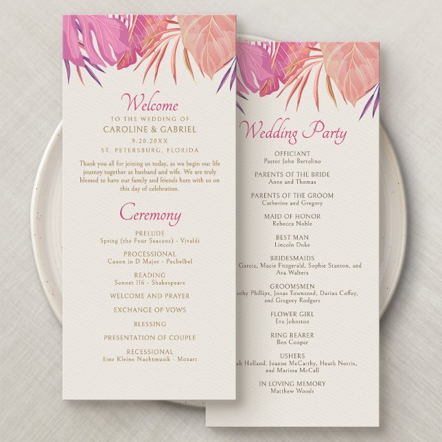Programa de Boda Rosa de Playa Tropical (Subido por el creador)