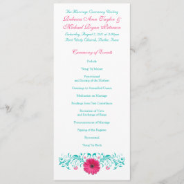 Programa de Boda Rosa Gerbera Daisy Turquoise