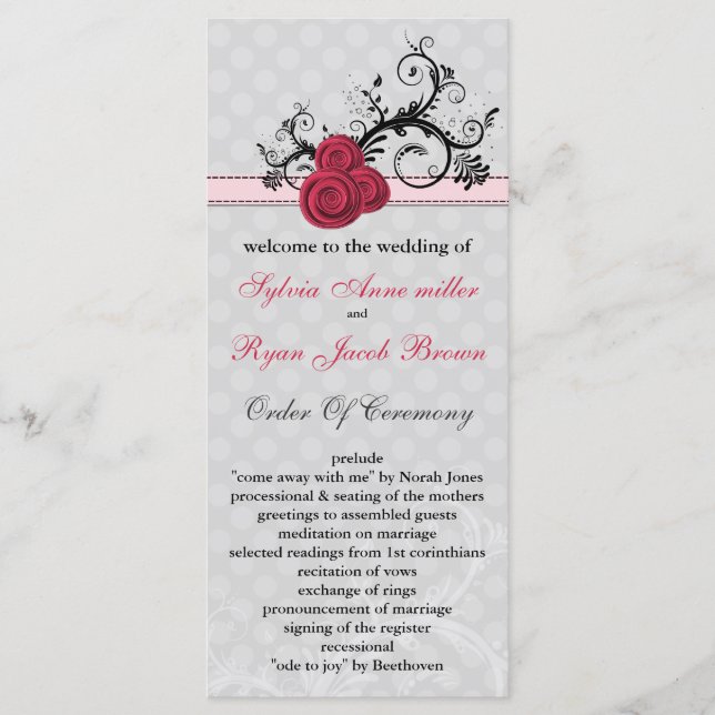 programa de boda rosa pastel (Anverso)