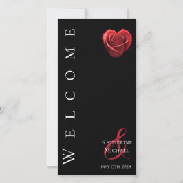 Programa de Boda-Rosa Roja con forma de corazón-