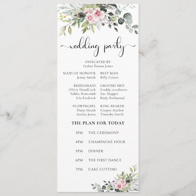 Programa de Boda Rosa Verde (Reverso)