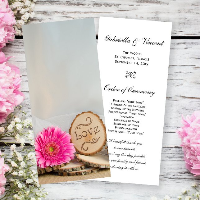 Programa de Boda Rustic Pink Daisy Woodland (Subido por el creador)