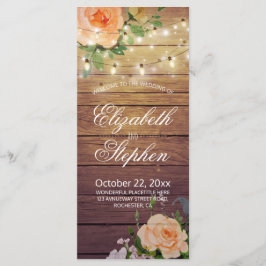 Programa de Boda Rustic Wood Floral String Lights