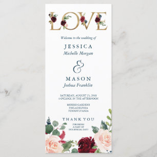 Programa de Boda Rústica Breezy Burgundy Fall