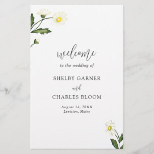 Programa de Boda Rústica con Flor de Margarita Bla