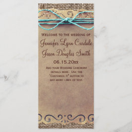 Programa de Boda Rústica de Bodas Burlap de Vintag