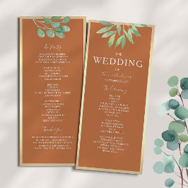 Programa de Boda Rústica Naranja Quemada