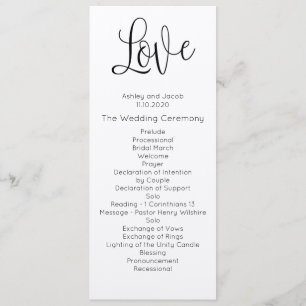 Programa de boda rústico. Amor. Tarjeta de ceremon