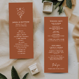 Programa de Boda Rústico Boho Sencillo de Naranja 