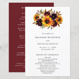 Programa de Boda Rústico de Flor de Otoño Girasol